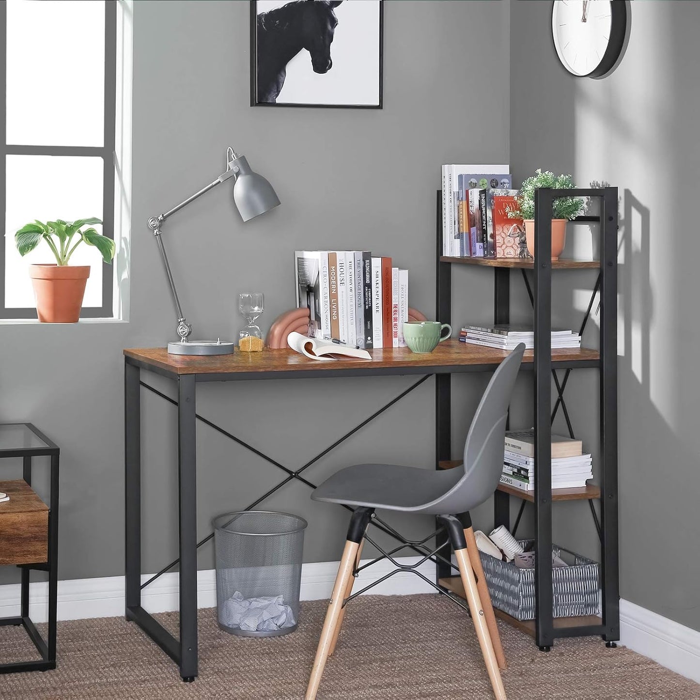 Bureau avec Etageres Réversible à Gauche ou à Droite