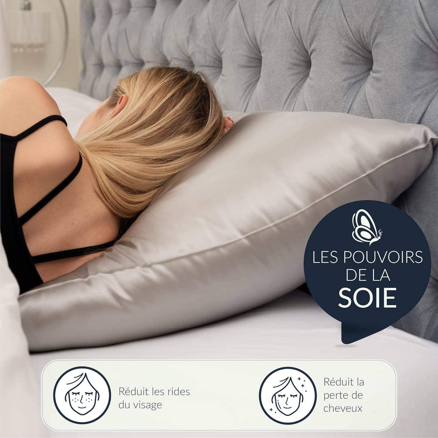Taie d'oreiller en Soie - 100% Soie Naturelle de mûrier