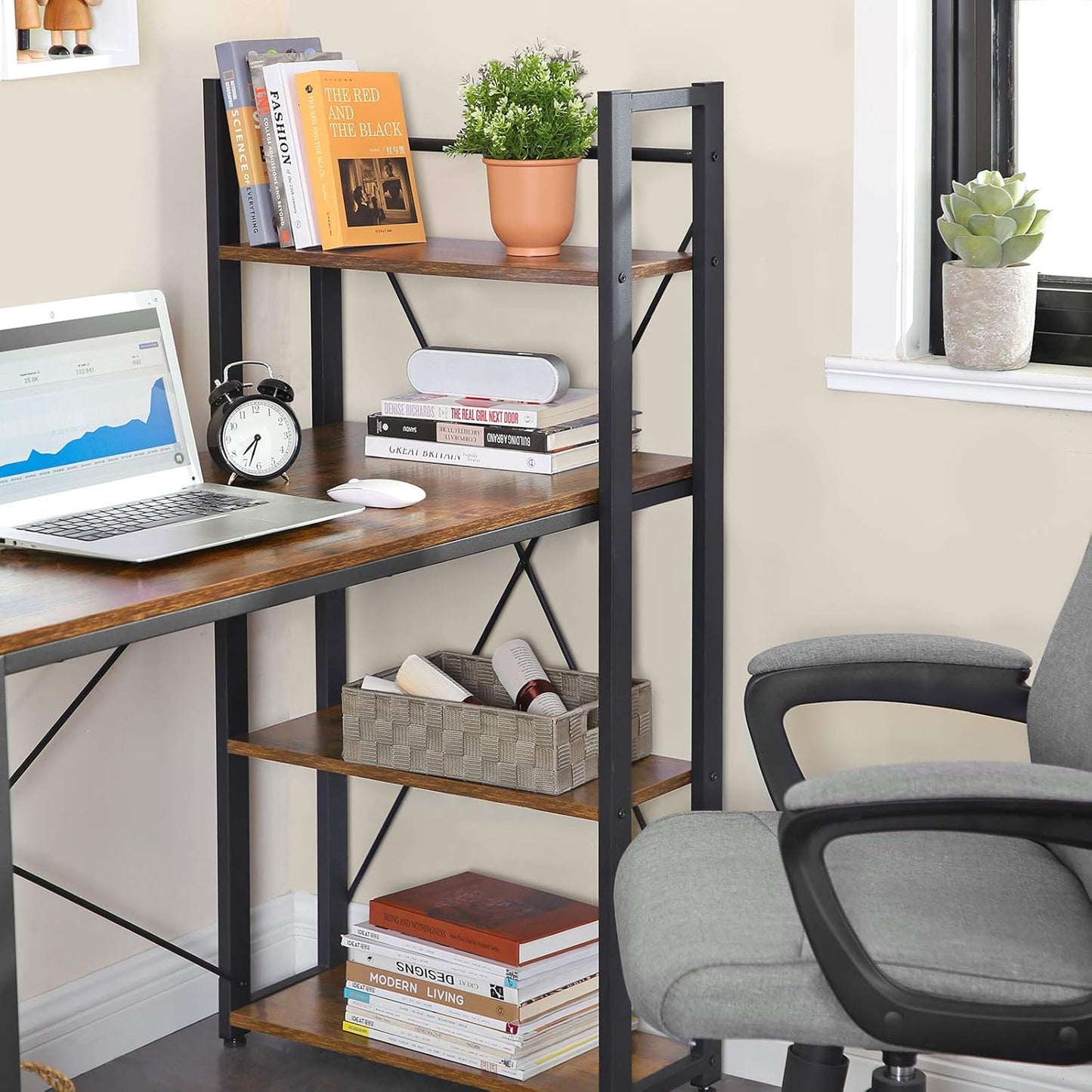 Bureau avec Etageres Réversible à Gauche ou à Droite