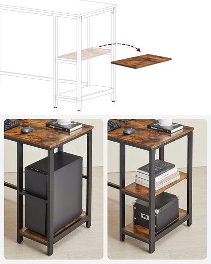 Bureau avec Rangement, Bureau d'angle en L, Poste de Travail avec Étagères