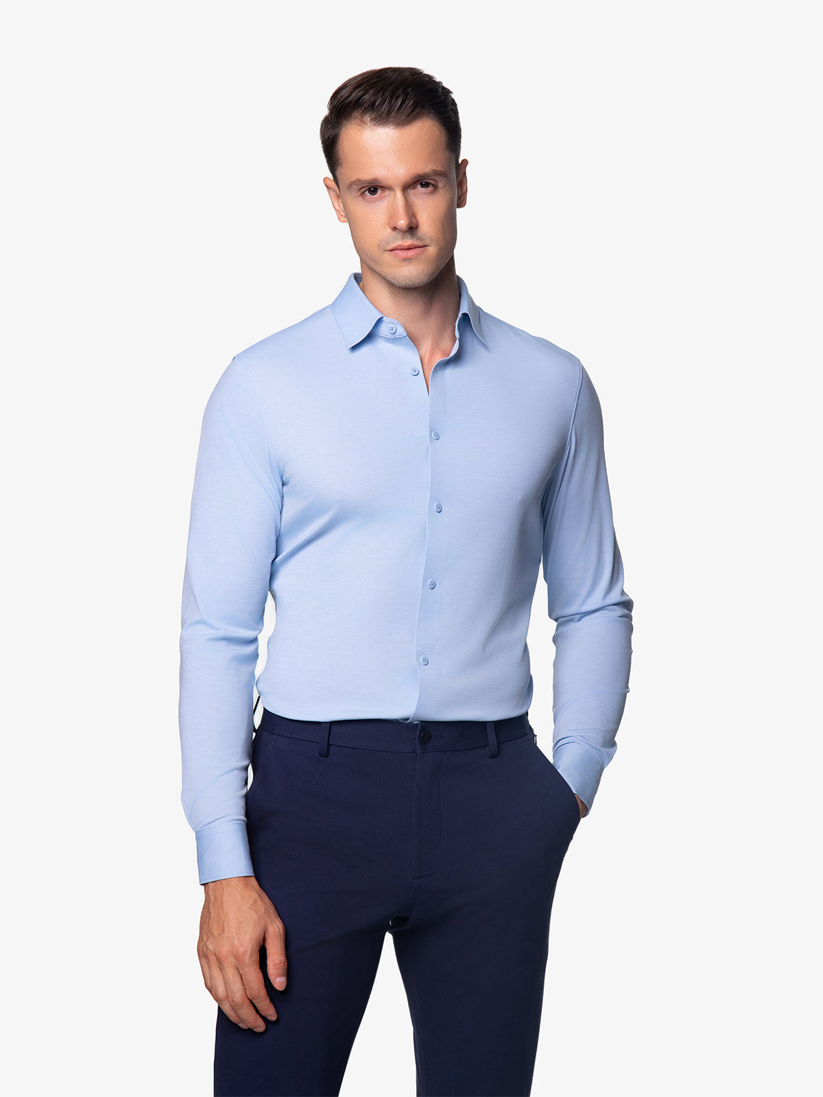 Chemise Stretch AMANY  - Bleu Clair Ciel